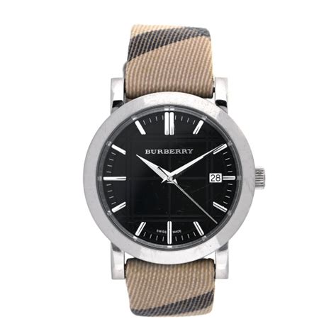 BURBERRY Stainless Steel Calfskin 38mm Heritage Nova Check 